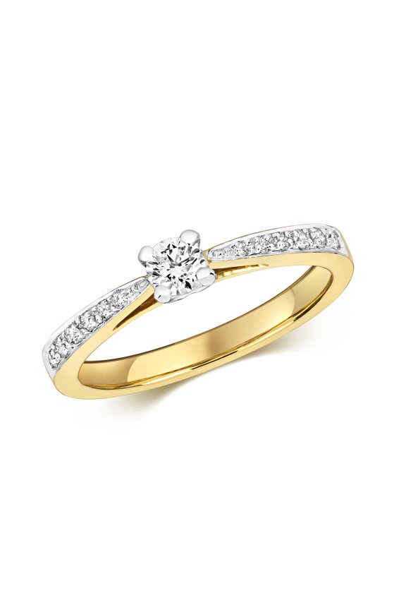 9k Gold Women Diamond Solitaire Ring Brilliant Cut 0.32 Carat H - I1