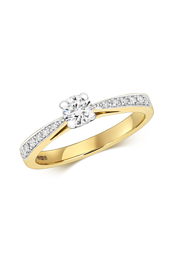 9k Gold Women Diamond Solitaire Ring Brilliant Cut 0.47 Carat H - I1