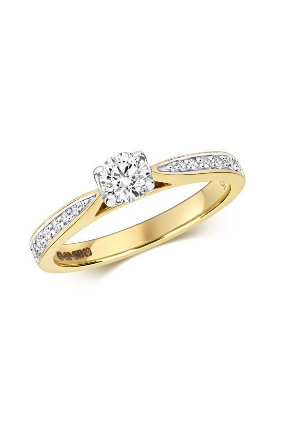 9k Gold Women Diamond Solitaire Ring Brilliant Cut 0.47 Carat H - I1