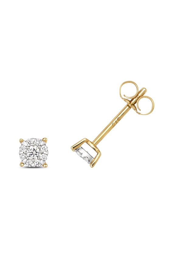 9k Gold Women Diamond Stud Earrings Brilliant Cut 0.16 Carat G - I1 I2