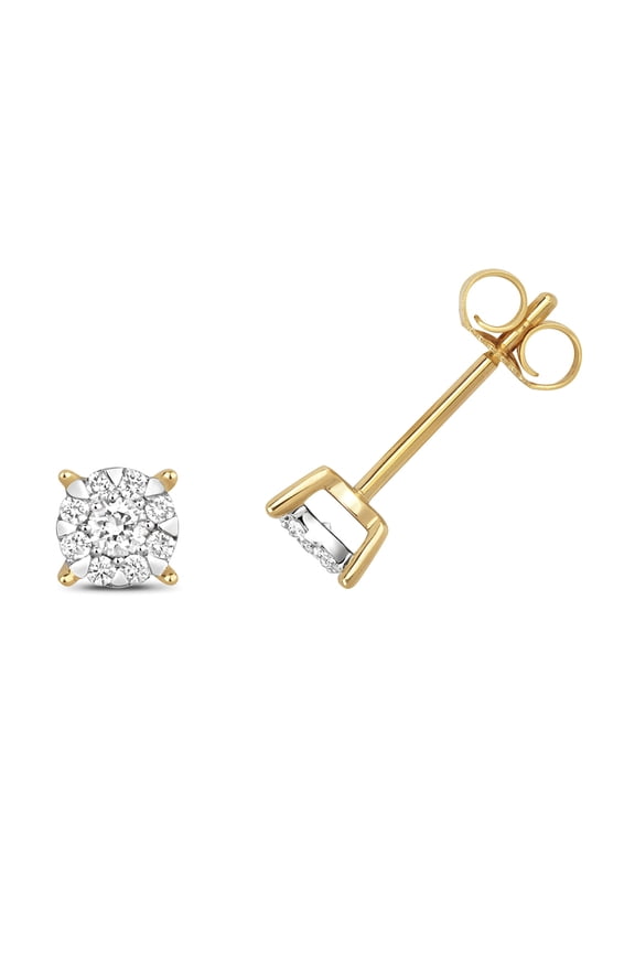 9k Gold Women Diamond Stud Earrings Brilliant Cut 0.26 Carat G - I1 I2