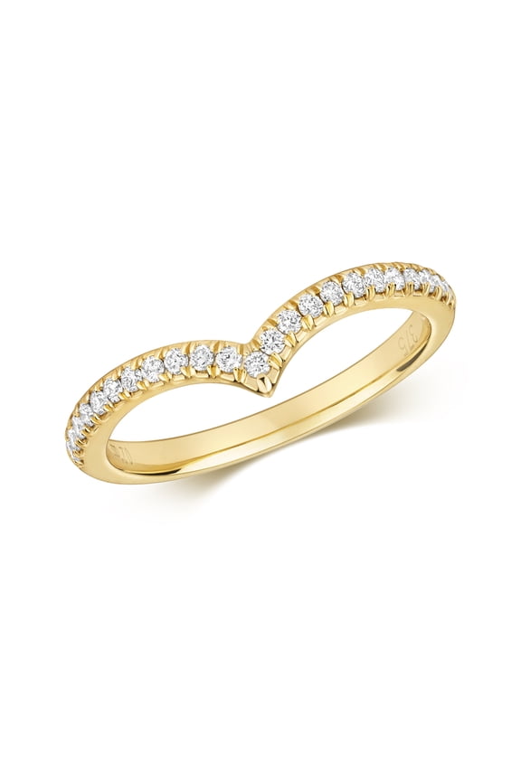 9k Gold Women Diamond Wishbone Ring Brilliant Cut 0.21 Carat GH - SI3-I1