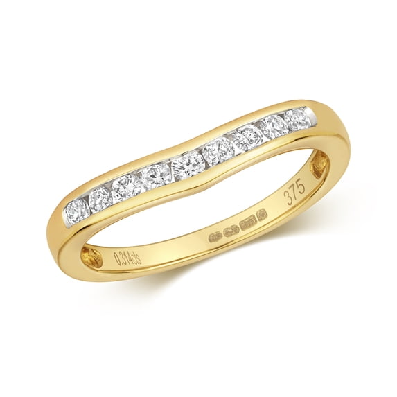 9k Gold Women Diamond Wishbone Ring Brilliant Cut 0.33 Carat H - PK1