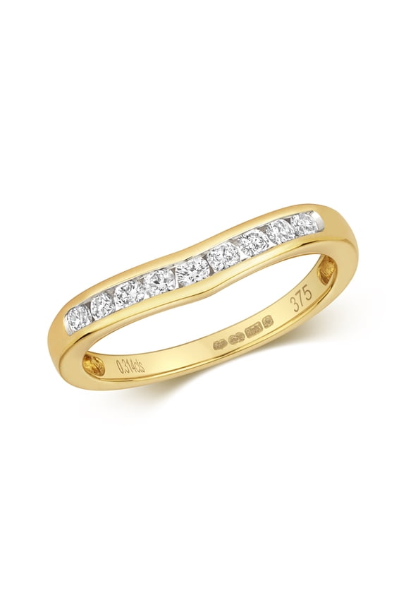 9k Gold Women Diamond Wishbone Ring Brilliant Cut 0.33 Carat H - PK1