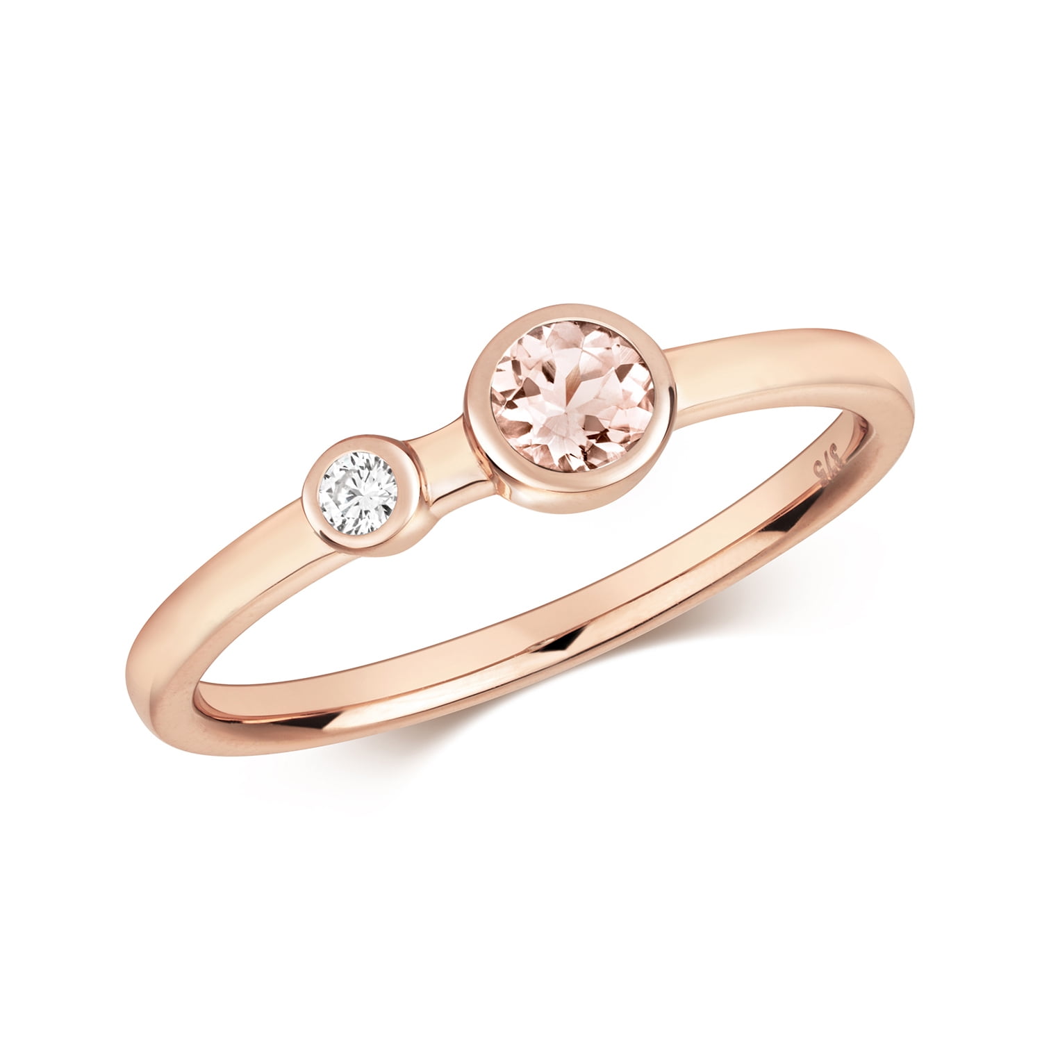 9k Rose Gold Women 2 Stones Diamond Ring Brilliant Cut HI - I1 with ...