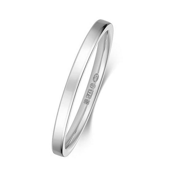 9k White Gold 1.7mm Flat Court Comfort Men/Women Wedding Band/Ring