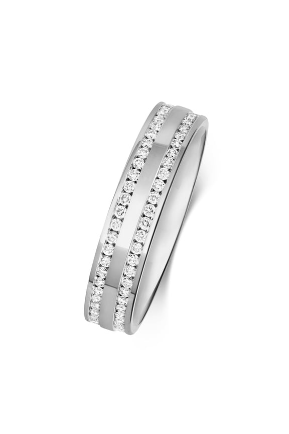 9k White Gold 4.5mm Flat Court Comfort Women Channel Set Diamond Wedding Band/Ring Brilliant Cut 0.60 Carat H - PK1