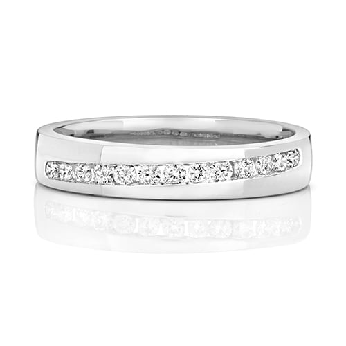 9k White Gold 4mm Soft Court Comfort Women Diamond Wedding Band/Ring Brilliant Cut 0.26 Carat H - PK1