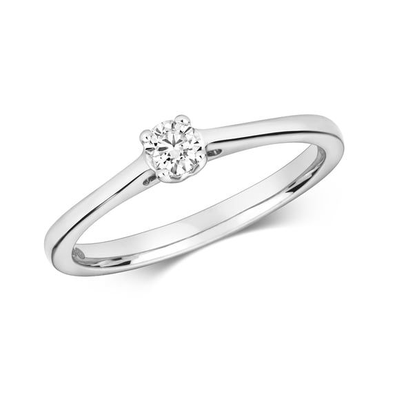 9k White Gold Women Diamond Solitaire Ring Brilliant Cut 0.15 Carat H - I1