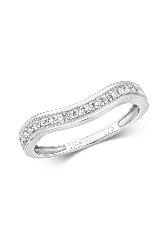 9k White Gold Women Diamond Wishbone Ring Brilliant Cut 0.10 Carat H - SI3-I1