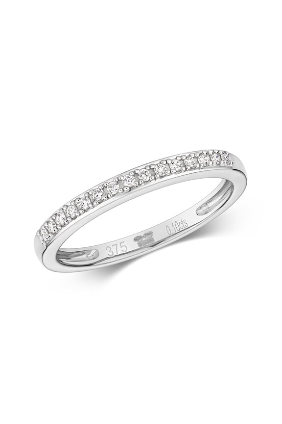 9k White Gold Women Half Eternity Diamond Ring Brilliant Cut 0.10 Carat H - SI3-I1