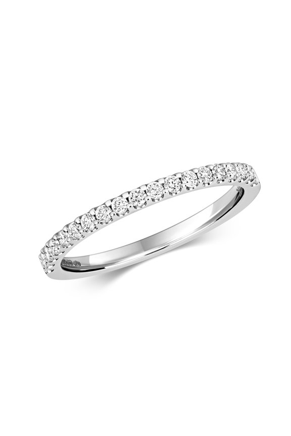 9k White Gold Women Half Eternity Diamond Ring Brilliant Cut 0.26 Carat H - I1