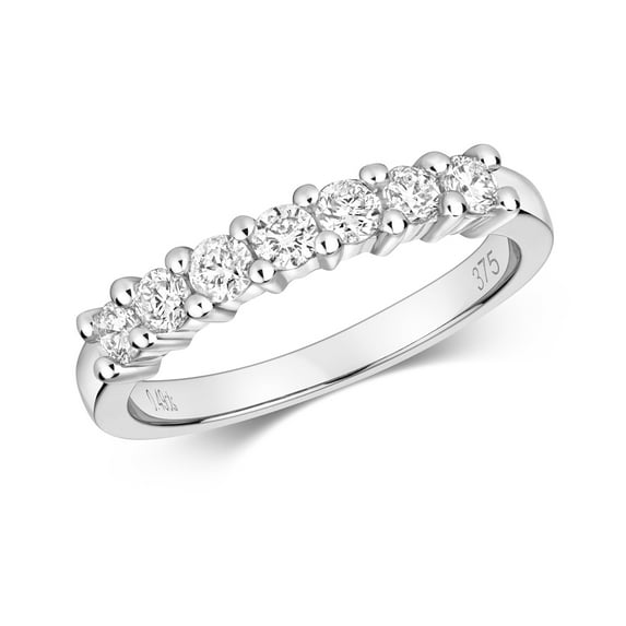 9k White Gold Women Half Eternity Diamond Ring Brilliant Cut 0.50 Carat H - PK1