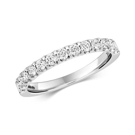9k White Gold Women Half Eternity Diamond Ring Brilliant Cut 0.52 Carat H - I1
