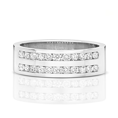 9k White Gold Women Half Eternity Diamond Ring Brilliant Cut 0.53 Carat H - I1 I2