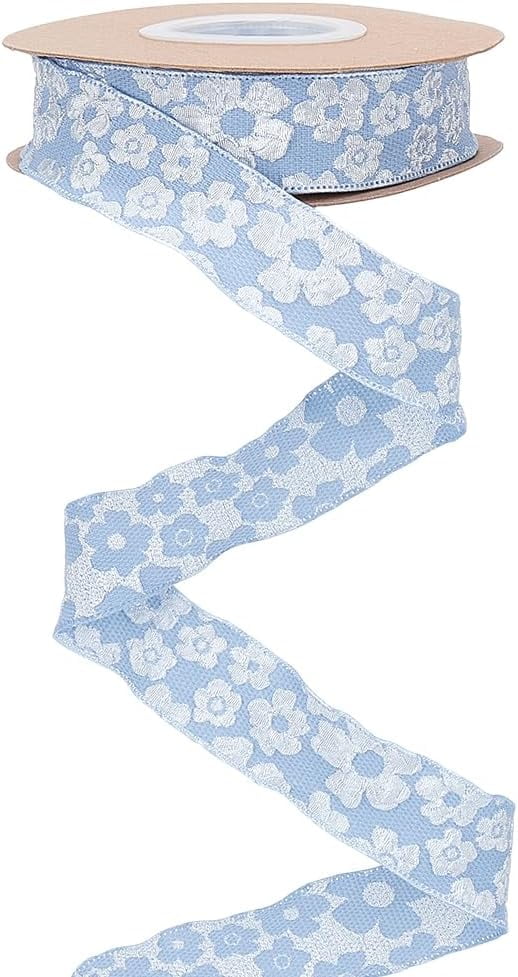 9m*25mm Chiffon Flower Ribbon Ruffle Lace Trim Wired Floral Double ...