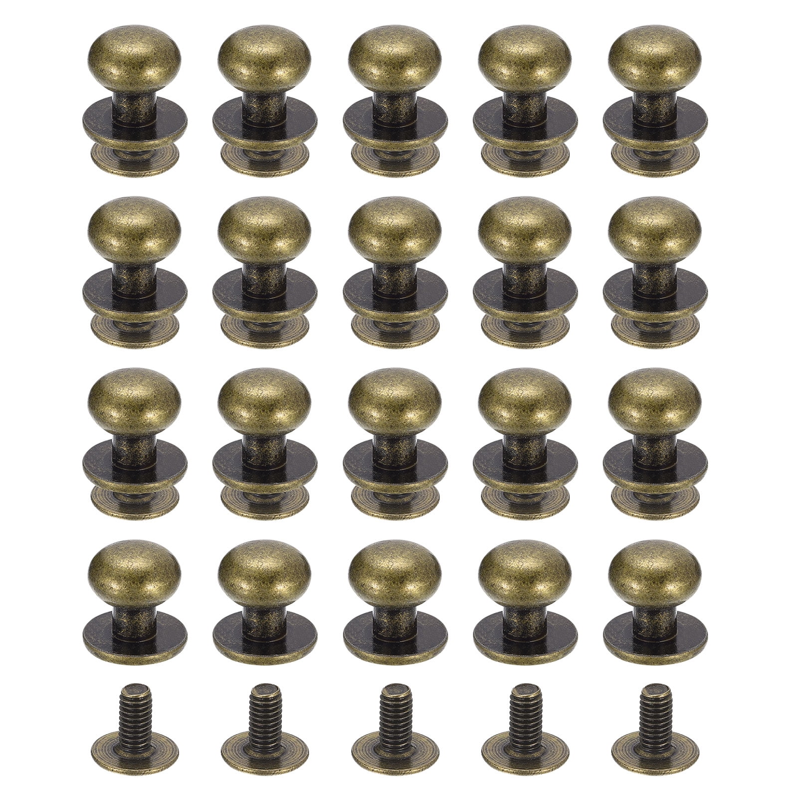9mm Ball Head Stud Rivets Screw Back, 20Pack Round Head Button Nipple ...