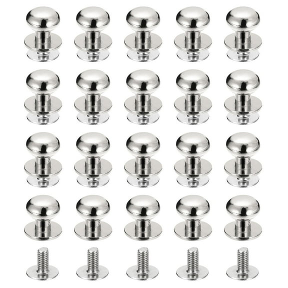 9mm Ball Head Stud Rivets Screw Back, 20Pack Round Head Button Nipple Rivet, Silver Tone