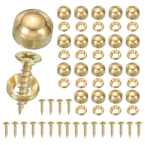Uxcell Brass Decorative Screws with Caps for Furniture Fixing and Wall Hangings Yellow 9mm