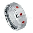 thumbnail image 1 of 9mm Brushed Men's Tungsten Ring Tungsten Ring - 0.21ctw Garnet 3-stone Band - Personalized Tungsten Wedding Ring - Custom Made January Birthstone Ring TN023BS, 1 of 1