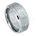 thumbnail image 1 of 9mm Brushed Men's Tungsten Ring Tungsten Ring - 0.21ctw Topaz 3-stone Band - Personalized Tungsten Wedding Ring - Custom Made November Birthstone Ring TN023BS, 1 of 1