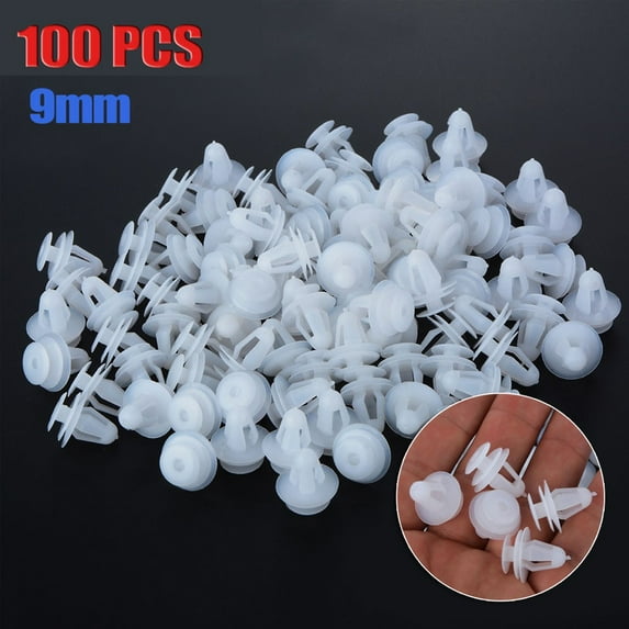 9mm Bumper clips Auto Door Hole Plastic Screw Fastener Rivets Fender Trunk White