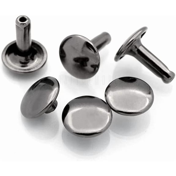 9mm Cap x 10mm Post Leather Rivet Double Cap Rivets Tubular Metal Rapid Rivet Studs Leather Craft 50 Sets (10 mm Post, Gunmetal)