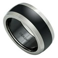 thumbnail image 1 of 9mm Ceramic Domed Black Center with Titanium Sides Wedding Band Ring For Men or Ladies, 1 of 4