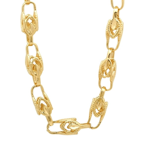 9mm Chunky 14k Yellow Gold Plated Hollow Link Chain Necklace, 24 inches + Gift Box