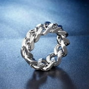 GWENDOGO 9mm Cool Silver Chain Punk Band Men Women's Stainless Steel Fashion Ring Sz 7-11