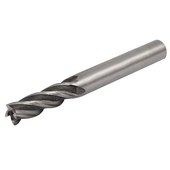 9mm Cutting Dia 85mm Long HSS-AL 4-Flute Straight Round Shank End Mill