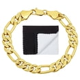 thumbnail image 1 of 9mm Diamond-Cut 14k Yellow Gold Plated Flat Figaro Chain Bracelet, 7 inches + Gift Box, 1 of 7