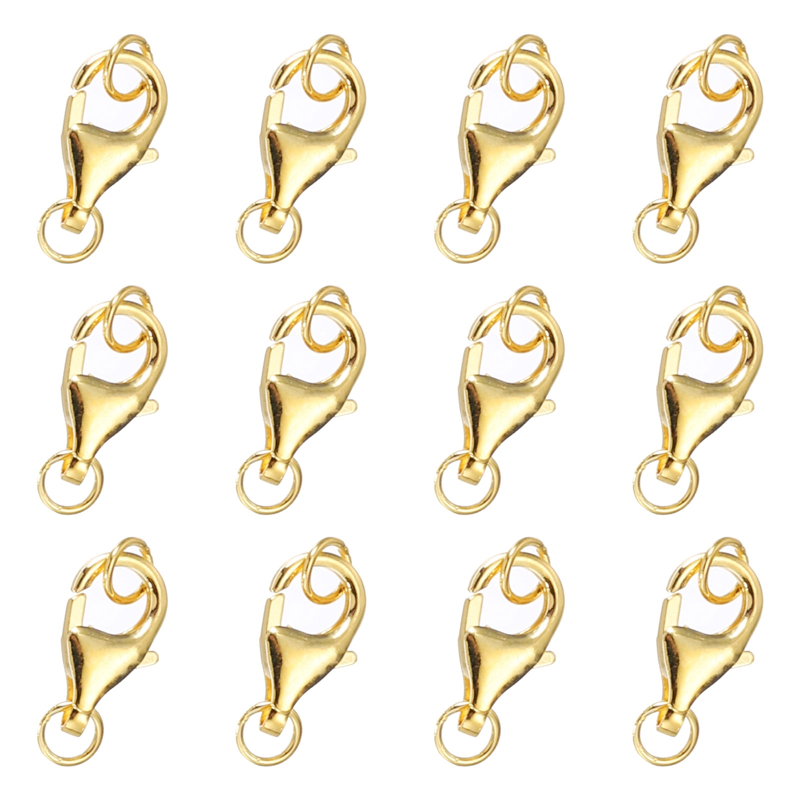 9mm Lobster Clasp with Closed Jump Rings, 12 Set Lobster Claw Clasp, Gold Tone