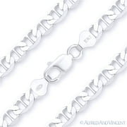 ALFRED & VINCENT 9mm Marina / Mariner Link Italian Chain Necklace in Solid .925 Sterling Silver