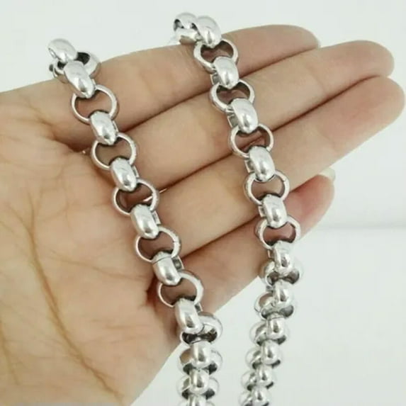 9mm Mens Womens Stainless Steel Silver Rolo Link Chain Necklace Or Bracelet