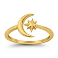 thumbnail image 1 of 9mm - Moon and Star Toe Band Ring 925 Sterling Silver Thin Adjustable Stylish Rings for Women, 1 of 5