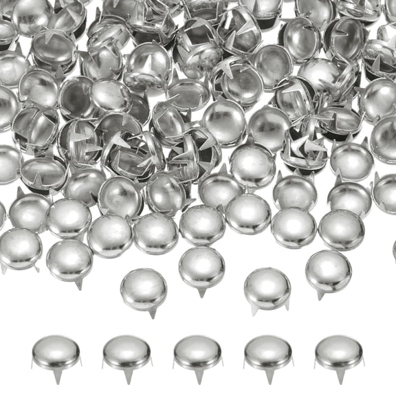 9mm Round Dome Rivet, 90 Pcs Metal 4 Claw Spike Spot Stud Punk Rock Rivet Nailhead for DIY Leather Crafting for Decor Repair Clothing Belts Bags Shoes, Silver Tone