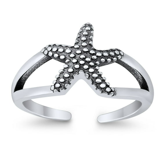 9mm - Starfish Toe Band Ring 925 Sterling Silver Thin Adjustable Stylish Rings for Women
