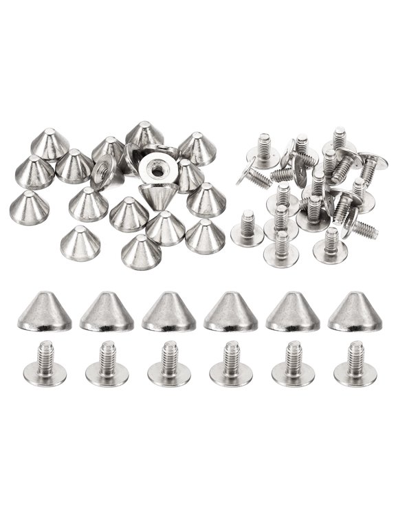 9mm Studs for Clothing, 20 Sets Studs and Spikes Leather Rivets for Clothing Leather Punk, 6x9mm, Silver Tone