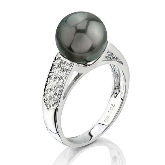 9mm Tahitian South Sea Cultured Pearl & Diamond Alexa Ring in 14K Gold
