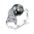 thumbnail image 1 of 9mm Tahitian South Sea Cultured Pearl & Diamond Eva Ring in 18K Gold, 1 of 7