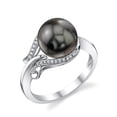 thumbnail image 1 of 9mm Tahitian South Sea Cultured Pearl & Diamond Willow Ring in 14K Gold, 1 of 7
