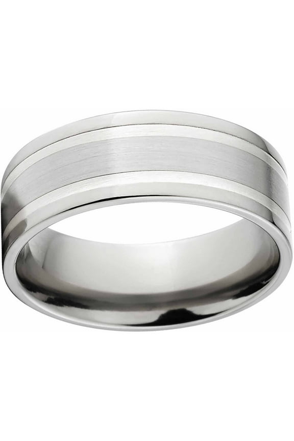 9mm Titanium Band with Silver Inlay Brushed Finish And Deluxe Comfort Fit Design