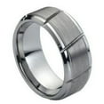 thumbnail image 1 of 9mm Tungsten Carbide Multiple Diagonal Grooves Brushed Center Wedding band Ring for Men and Ladies, 1 of 6