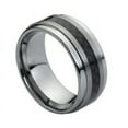thumbnail image 1 of 9mm Tungsten Carbide stepped edge with Black Carbon Fiber inlay Wedding Band Ring For Men Or Ladies, 1 of 3