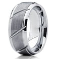 thumbnail image 1 of 9mm Tungsten Wedding Band Men and Women Tungsten Carbide Ring Grooved Tungsten Band Gray Tungsten Comfort Fit, 1 of 3