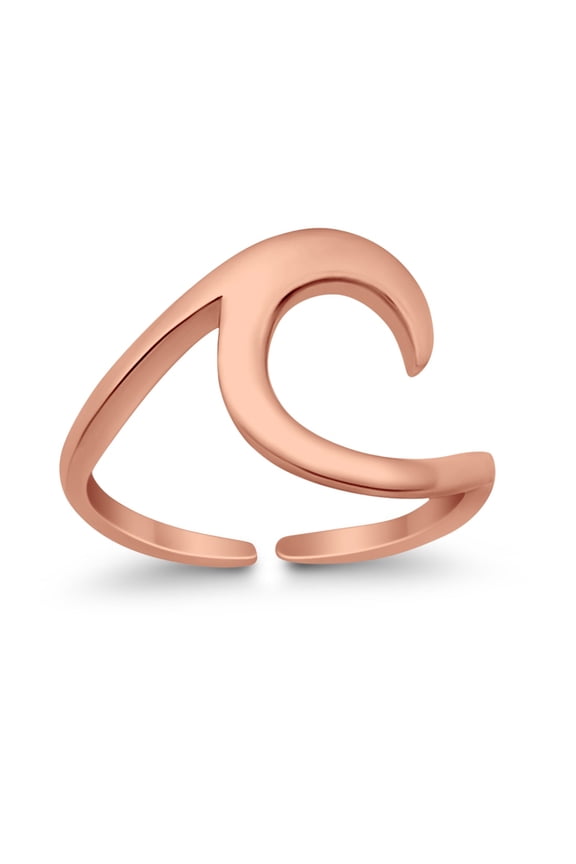 9mm-Wave Toe Band Ring 925 Sterling Silver Thin Adjustable Stylish Rings for Women