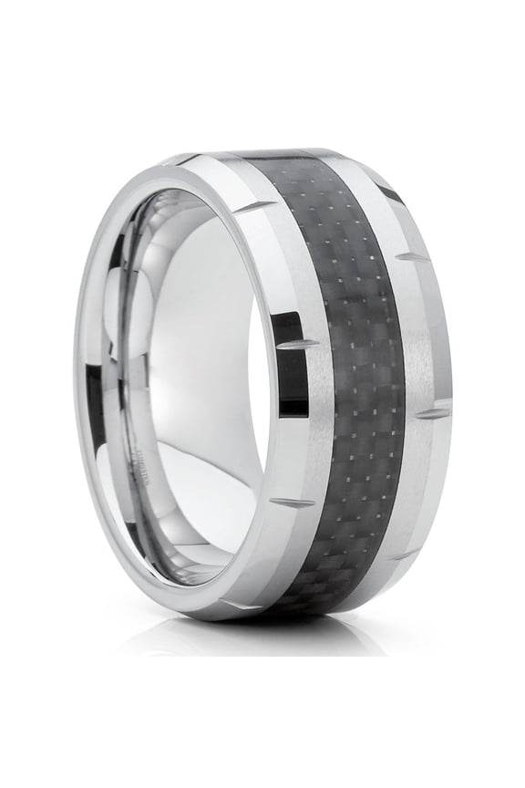 9mm Wedding Ring,Tungsten Wedding Band,Man's Wedding Ring,Carbon Fiber Wedding Ring,Tungsten Carbide Ring