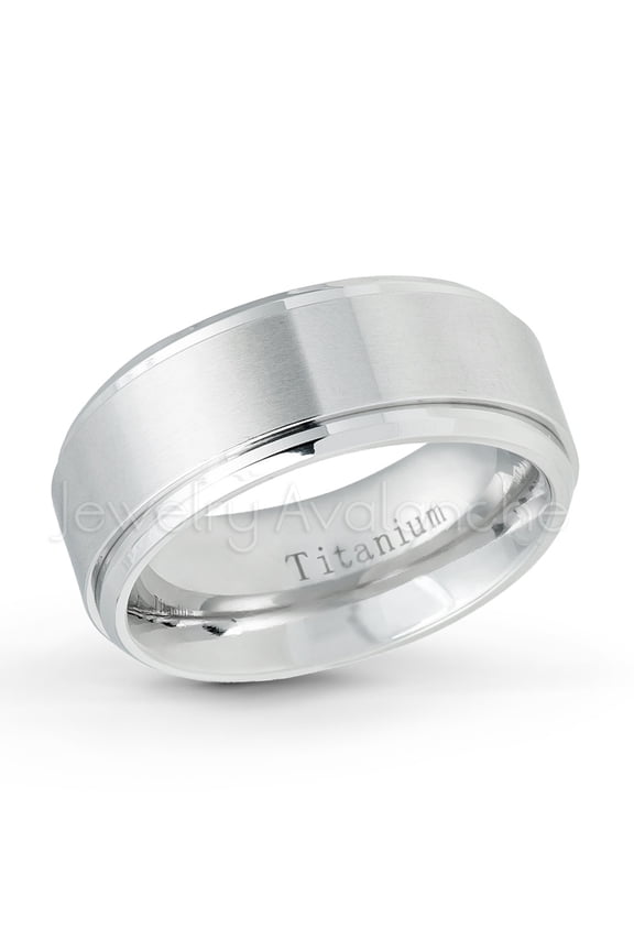 9mm White Titanium Ring Satin Finish Comfort Fit Mens Titanium Wedding Band - TM543s13