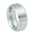 thumbnail image 1 of 9mm White Titanium Step Edge Brushed Center Wedding Band Ring For Men Or Ladies, 1 of 4